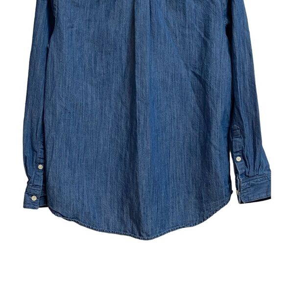Style & Co. Chambray Boyfriend Shirt Women's Size M Blue Button-Down - Picture 13 of 16